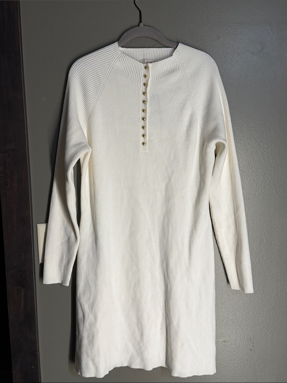 Universal Thread Cream Ribbed Henley Mini Dress XXL